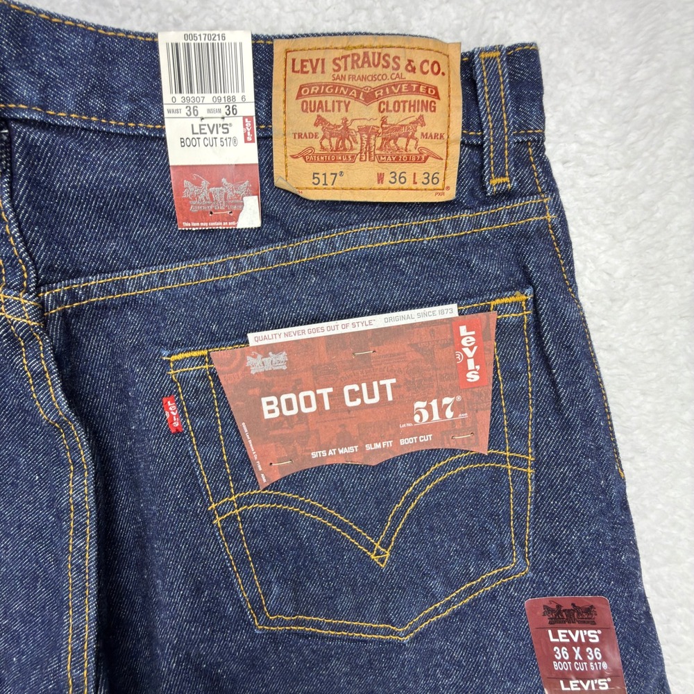 Levis 517 Boot Cut Denim Jeans Mens 36x36 Blue NWT Y2K 2000s
